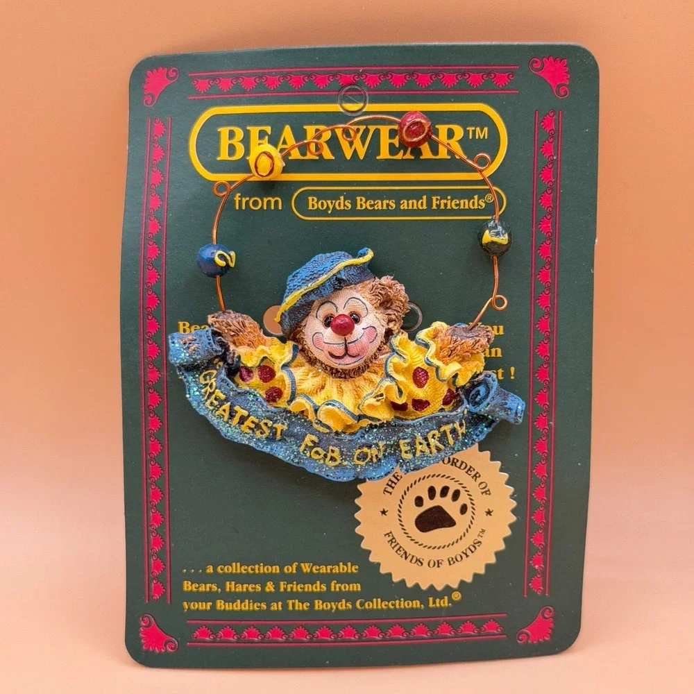 Boyds Bears Bearwear Greatest FOB On Earth Clown Brooch Pin 02001-11 Vintage